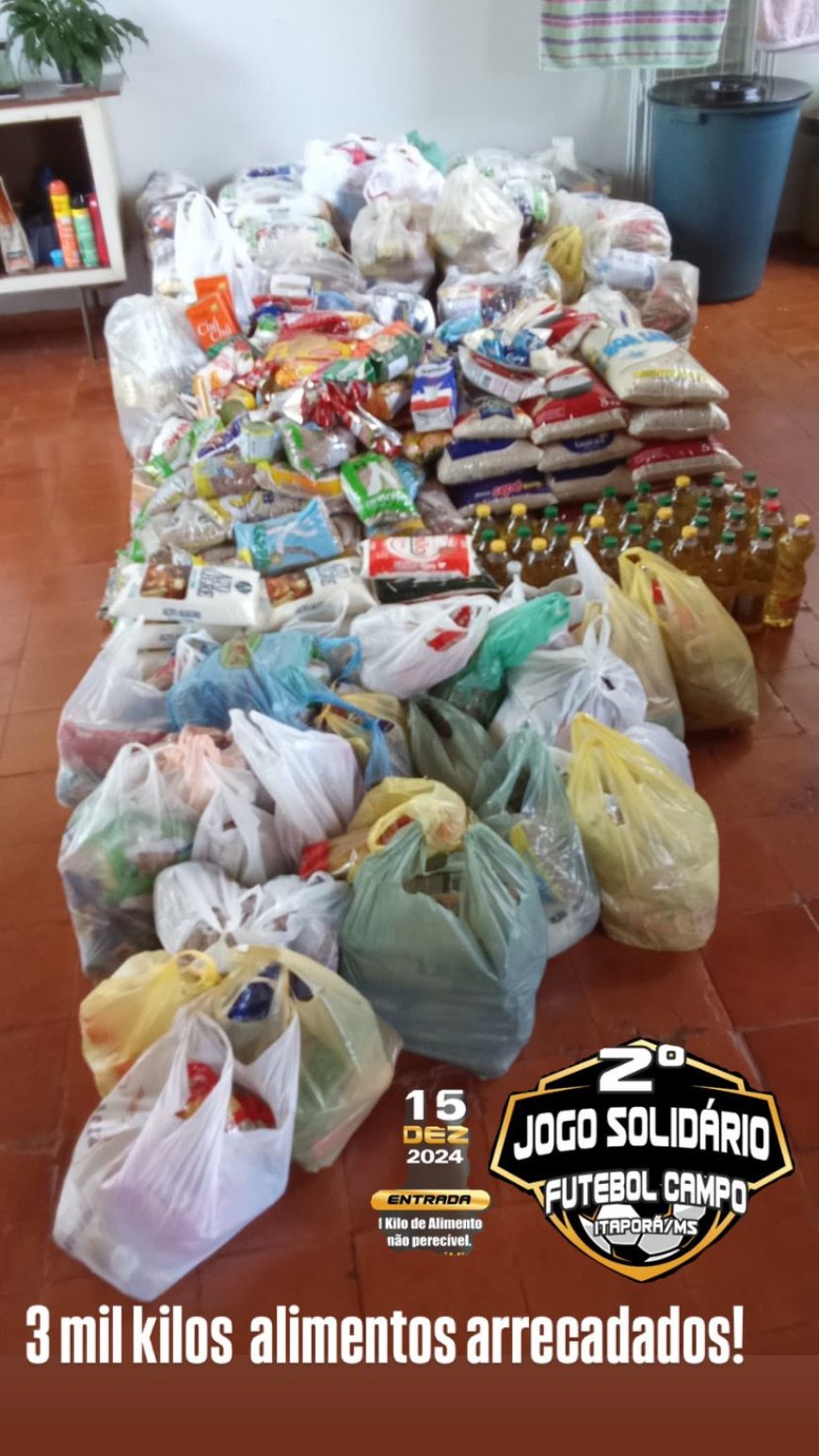 Em Itaporã, jogo solidário arrecada 3000 kg de alimentos